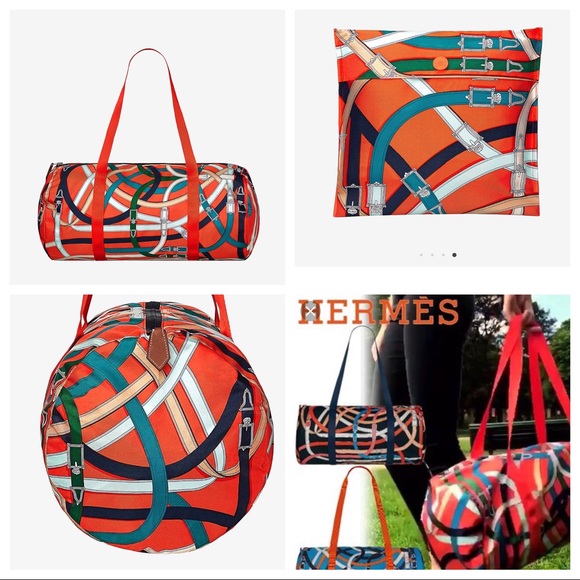 New Hermès Airsilk 44 duffle bag orange poppy - Picture 13 of 14
